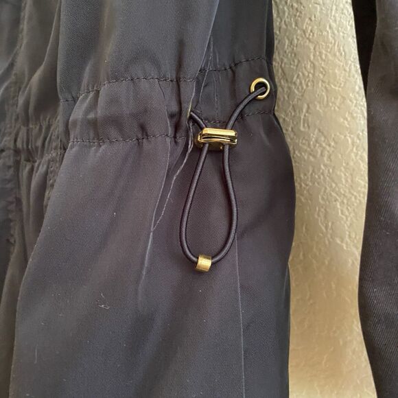 Zara Basic Black Zip Hooded Pockets Cinched Waist Windbreaker Jacket Size M - Picture 9 of 13